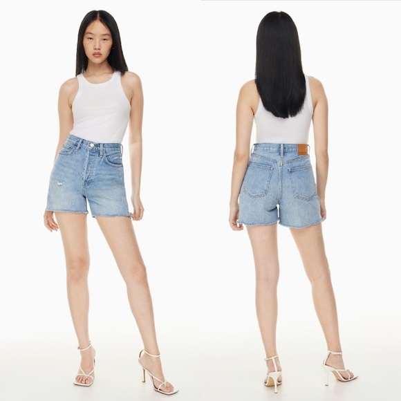 Denim Forum The Yoko Hi-rise Mid-thigh Denim Short - Picture 1 of 15